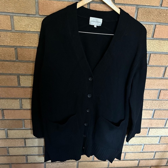 Loulou Studio Maio Black Wool Cashmere Blend Button Knit Cardigan Size Small - Picture 3 of 7